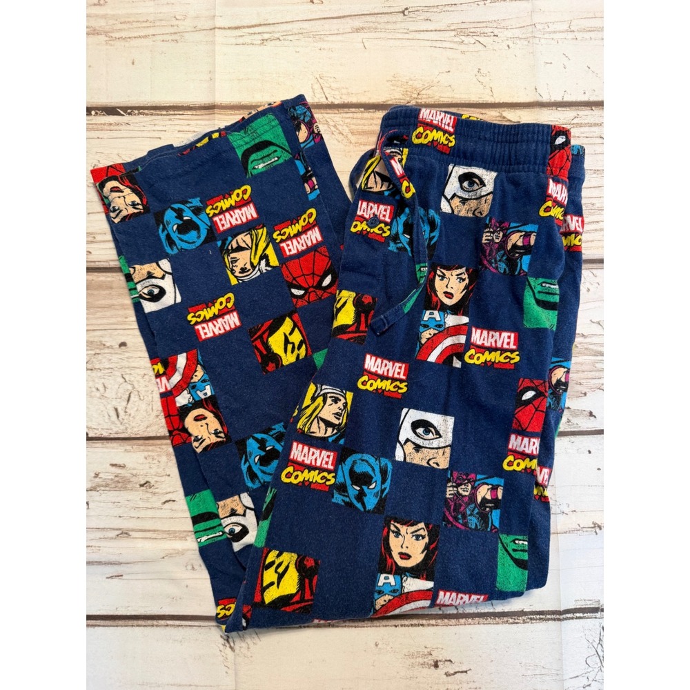 Marvel Comics Pajama Pants Mens Small Navy Blue Avengers Superhero Lounge Wear